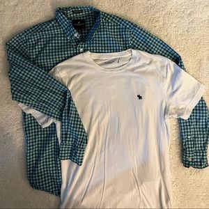 American Eagle button down. Mens size S w/ bonus a&f white logo T size M